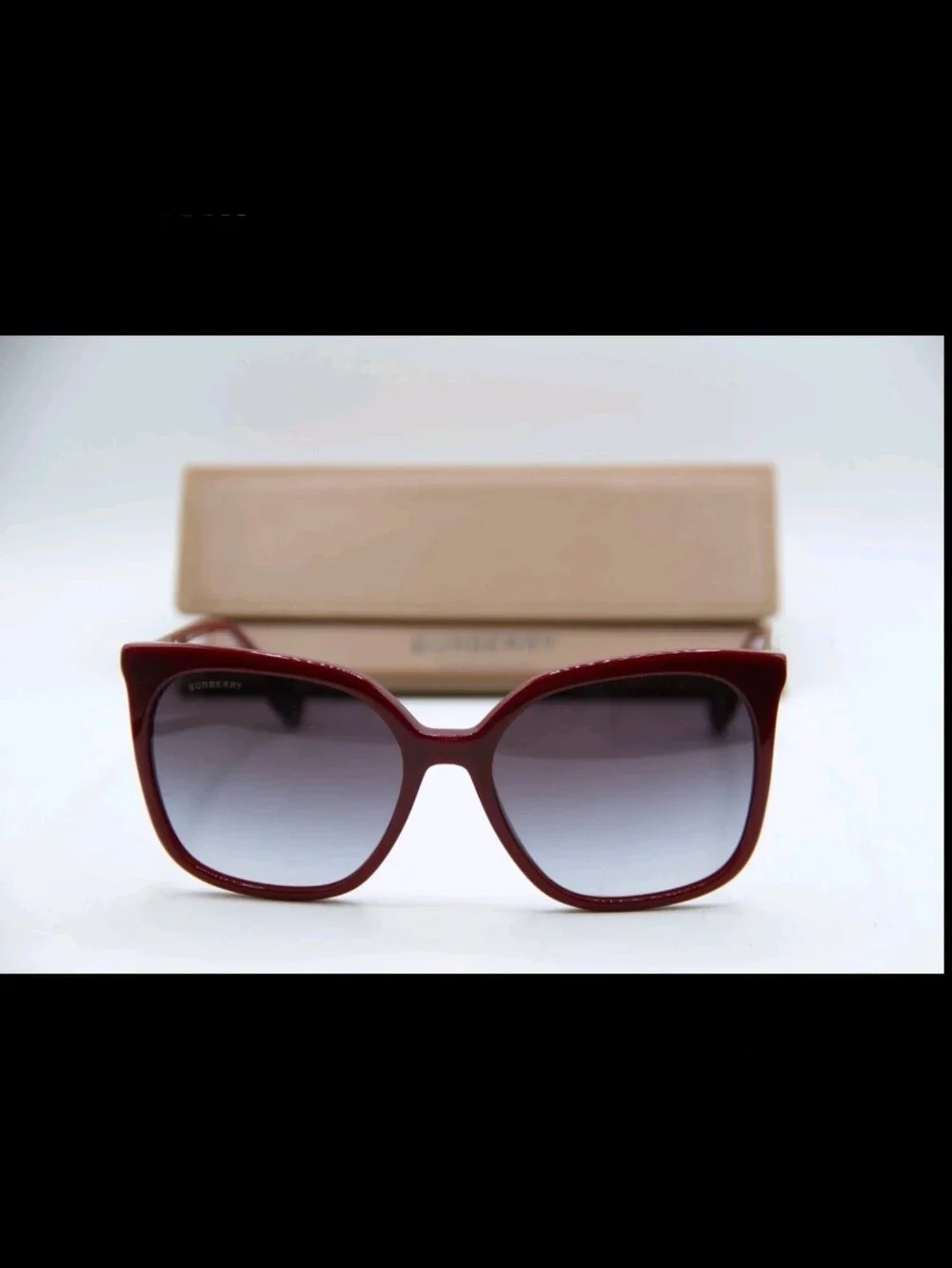 Burberry Burgundy Cat-Eye Sunglasses with Gradient Gray Lenses